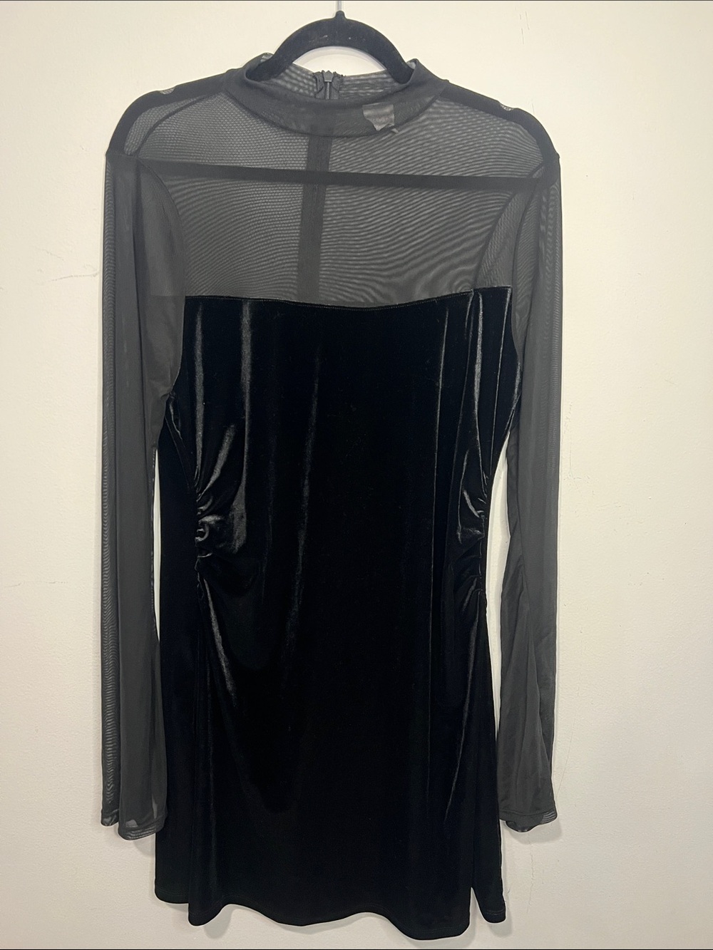 Target Wild Fable Black Velvet & Mesh Long-Sleeve Mini Dress